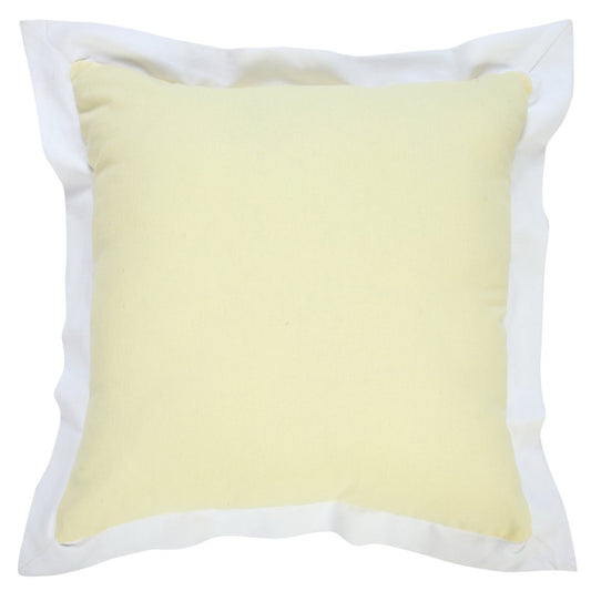 20" Yellow And White Color Block Cotton Throw Pillow Cover