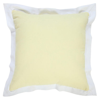 20" Yellow And White Color Block Cotton Throw Pillow Cover