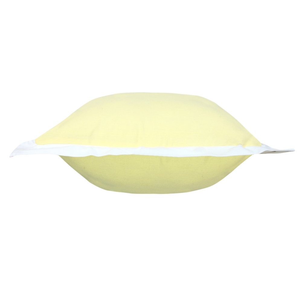 20" Yellow And White Color Block Cotton Throw Pillow Cover