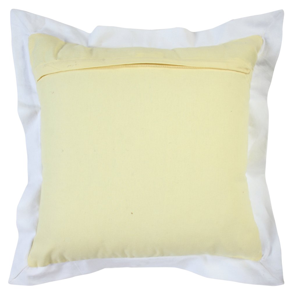 20" Yellow And White Color Block Cotton Throw Pillow Cover