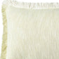 14" X 36" White And Yellow Lumbar Cotton Throw Pillow Cover with Fringe