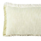 14" X 36" White And Yellow Lumbar Cotton Throw Pillow Cover with Fringe