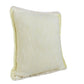 20" White And Yellow Cotton Throw Pillow Cover with Fringe