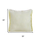 20" White And Yellow Cotton Throw Pillow Cover with Fringe