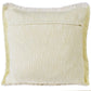 20" White And Yellow Cotton Throw Pillow Cover with Fringe