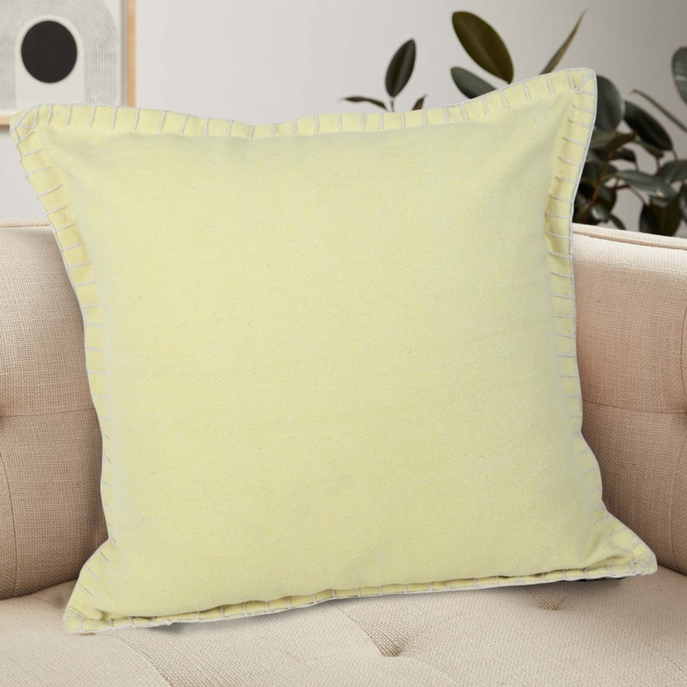 20" Yellow Cotton Throw Pillow Cover