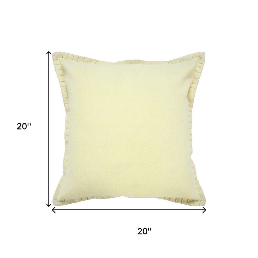 20" Yellow Cotton Throw Pillow Cover