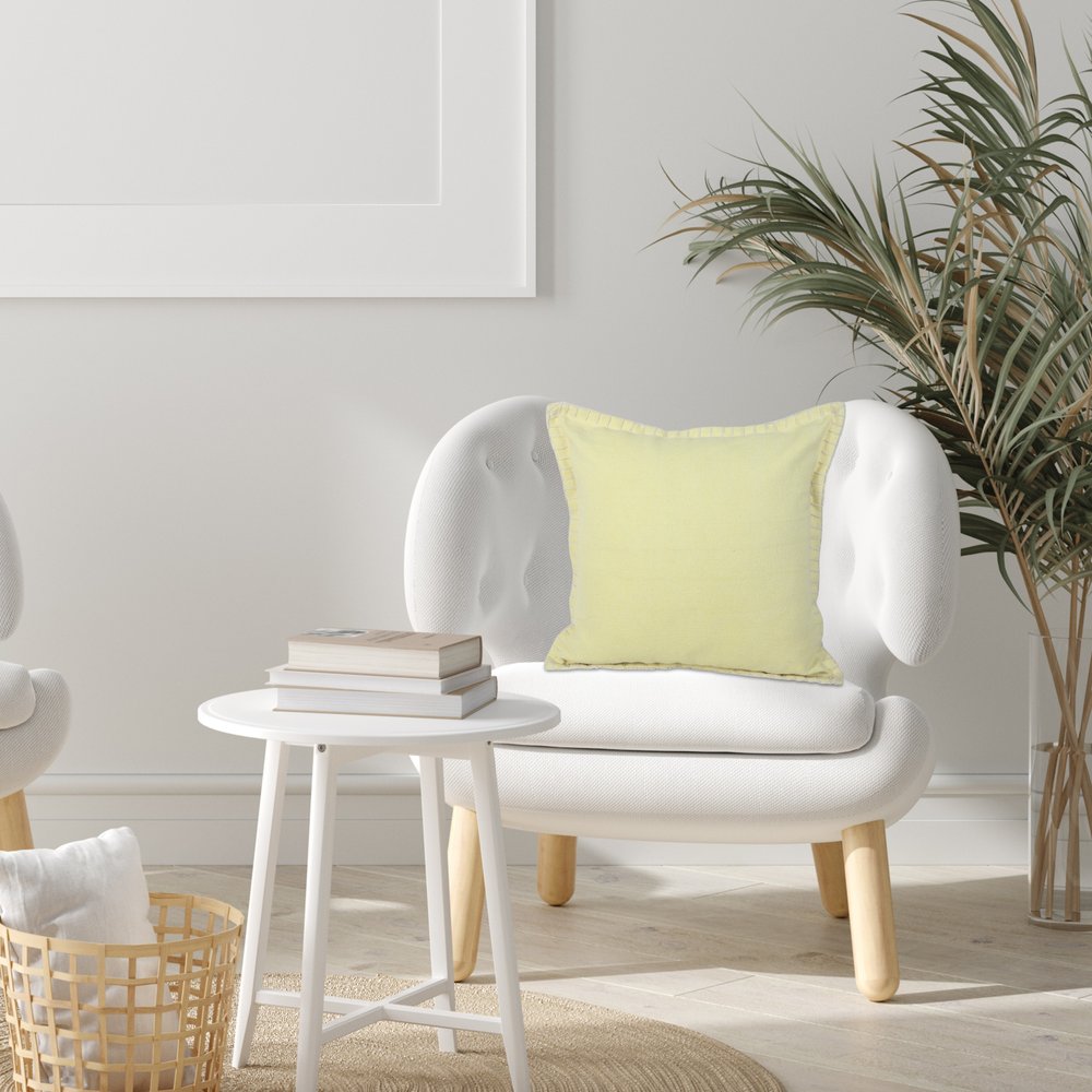 20" Yellow Cotton Throw Pillow Cover