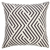 20" Black And White Geometric Recycled Poly Linen Throw Pillow Cover