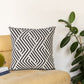 20" Black And White Geometric Recycled Poly Linen Throw Pillow Cover