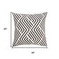 20" Black And White Geometric Recycled Poly Linen Throw Pillow Cover