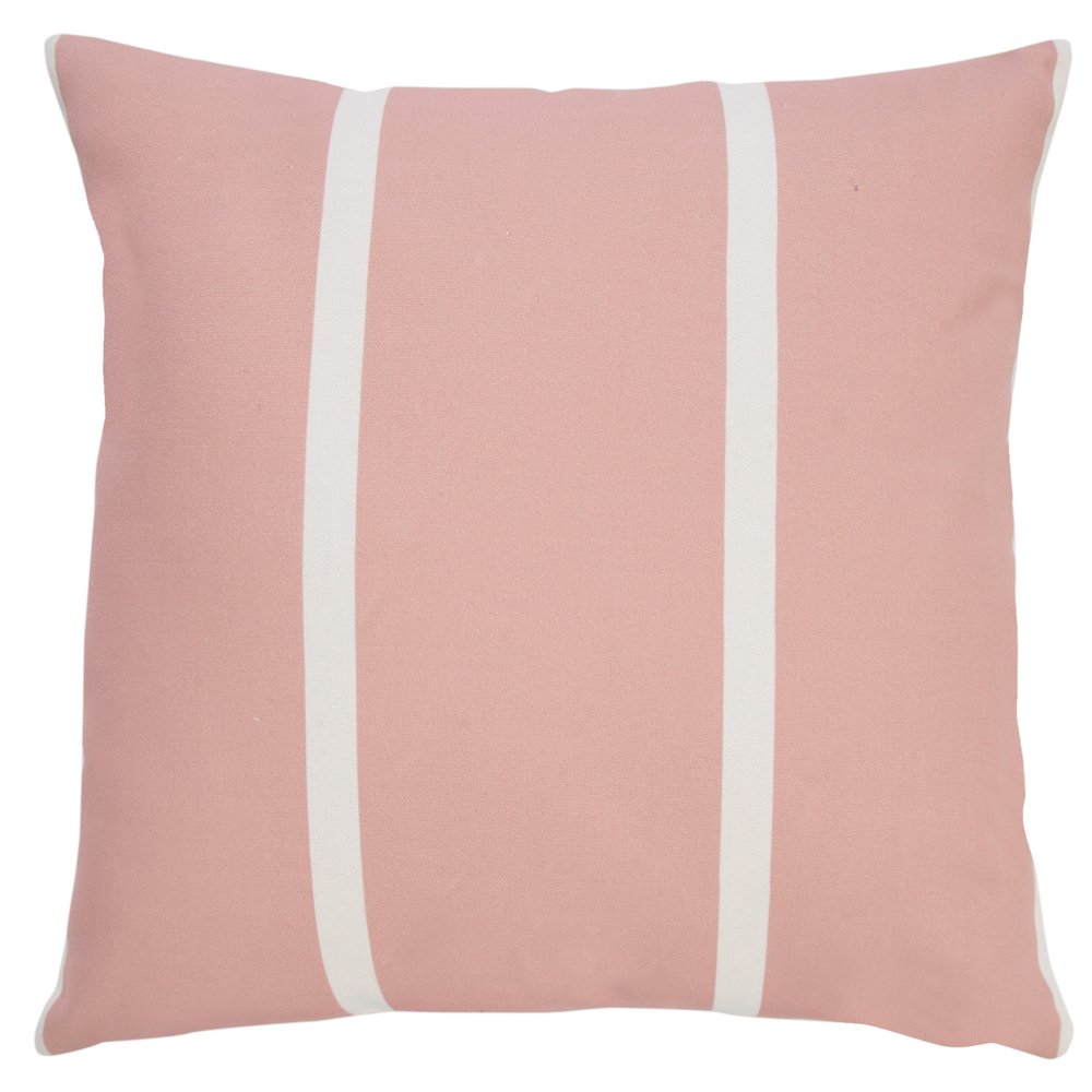20" Pink And White Striped Recycled Poly Linen Throw Pillow Cover