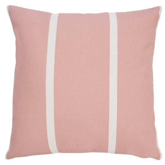 20" Pink And White Striped Recycled Poly Linen Throw Pillow Cover