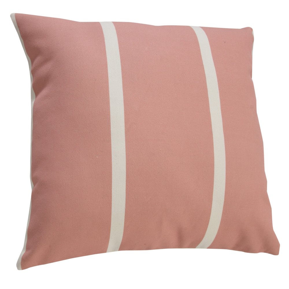 20" Pink And White Striped Recycled Poly Linen Throw Pillow Cover