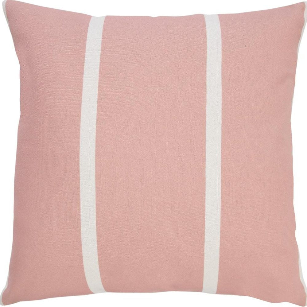 20" Pink And White Striped Recycled Poly Linen Throw Pillow Cover