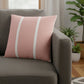 20" Pink And White Striped Recycled Poly Linen Throw Pillow Cover