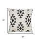 20" Black And White Geometric Recycled Poly Linen Throw Pillow Cover