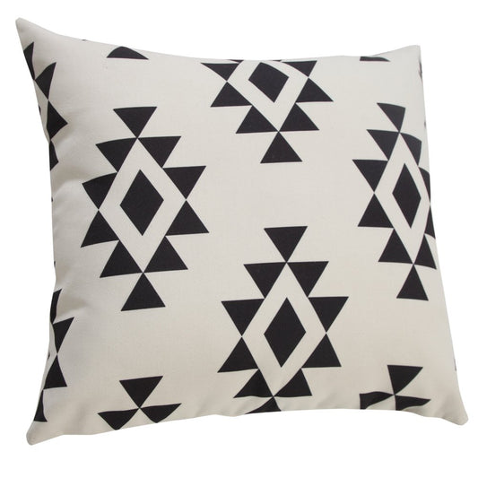 20" Black And White Geometric Recycled Poly Linen Throw Pillow Cover