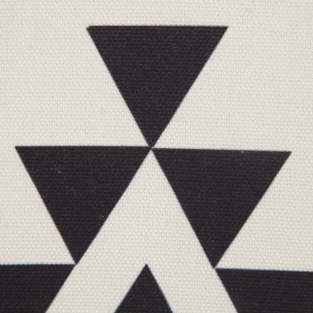 20" Black And White Geometric Recycled Poly Linen Throw Pillow Cover