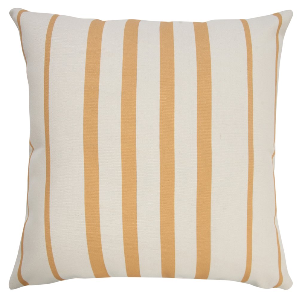 20" Yellow And White Striped Recycled Poly Linen Throw Pillow Cover