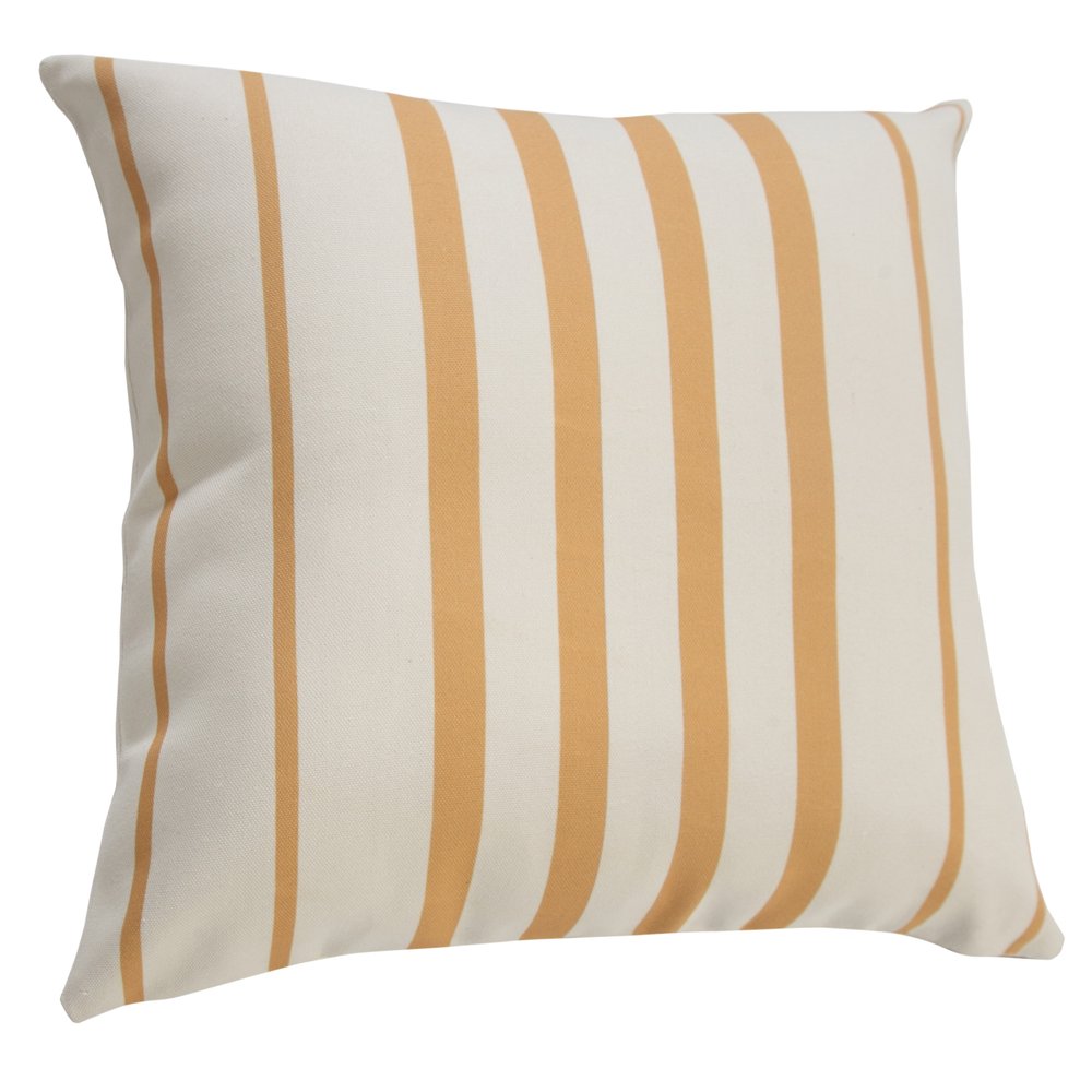 20" Yellow And White Striped Recycled Poly Linen Throw Pillow Cover