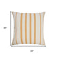20" Yellow And White Striped Recycled Poly Linen Throw Pillow Cover