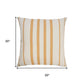 20" Yellow And White Striped Recycled Poly Linen Throw Pillow Cover