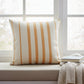 20" Yellow And White Striped Recycled Poly Linen Throw Pillow Cover