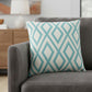 20" Aqua And Off White Geometric Recycled Poly Linen Throw Pillow Cover