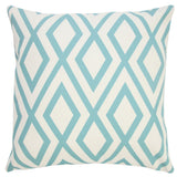 20" Blue And White Geometric Recycled Poly Linen Throw Pillow Cover