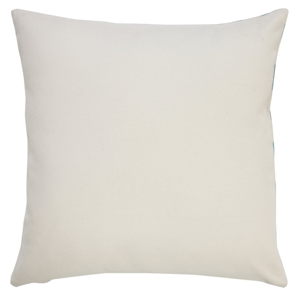 20" Aqua And Off White Geometric Recycled Poly Linen Throw Pillow Cover