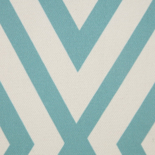 20" Aqua And Off White Geometric Recycled Poly Linen Throw Pillow Cover