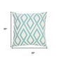 20" Blue And White Geometric Recycled Poly Linen Throw Pillow Cover