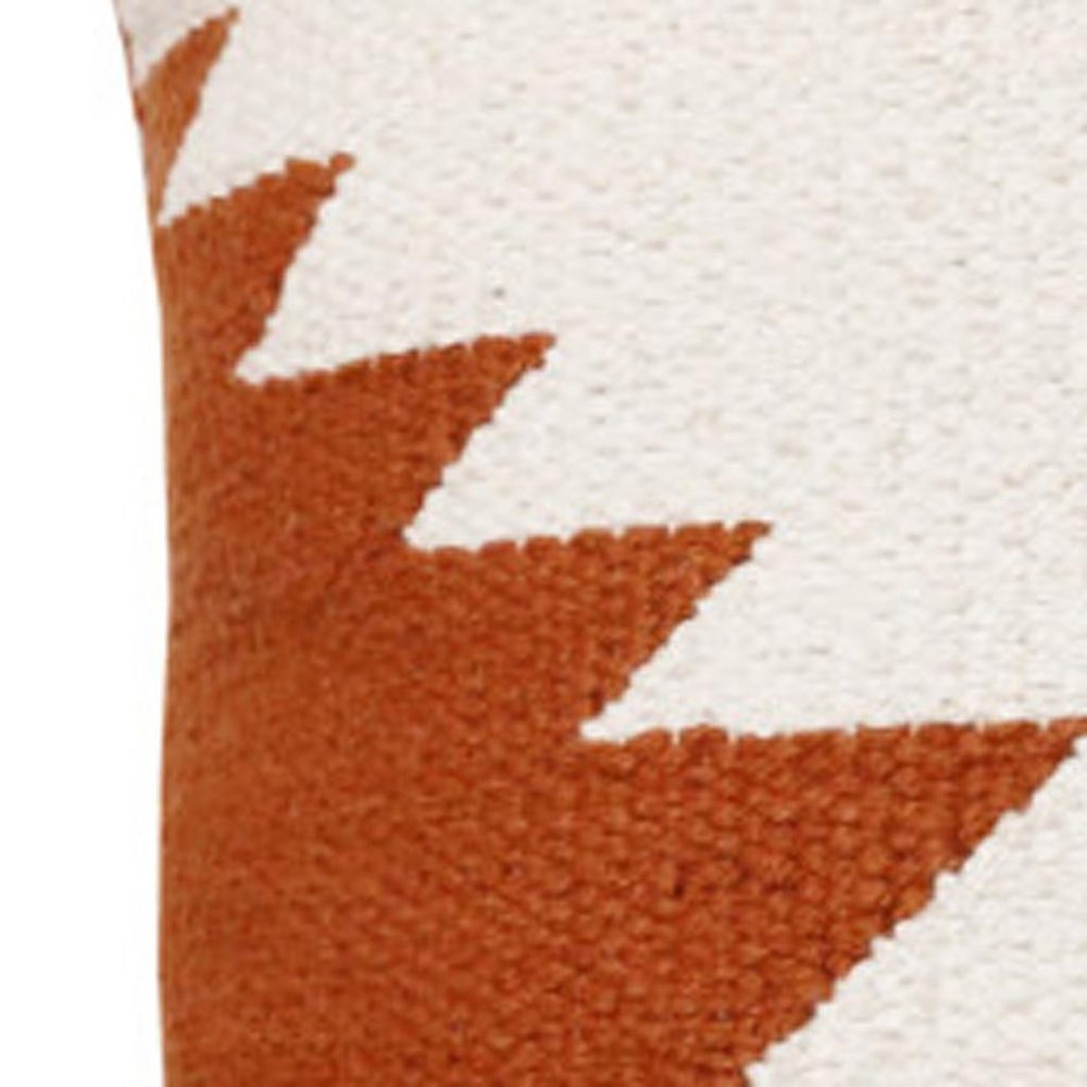 20" White Yellow And Red Southwestern Cotton Throw Pillow Cover