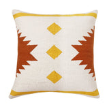 20" White Yellow And Red Southwestern Cotton Throw Pillow Cover