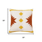 20" White And Yellow Striped Cotton Throw Pillow Cover