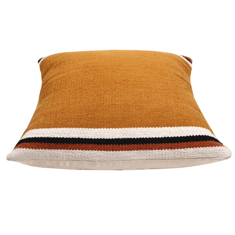 20" Orange And White Striped Cotton Throw Pillow Cover