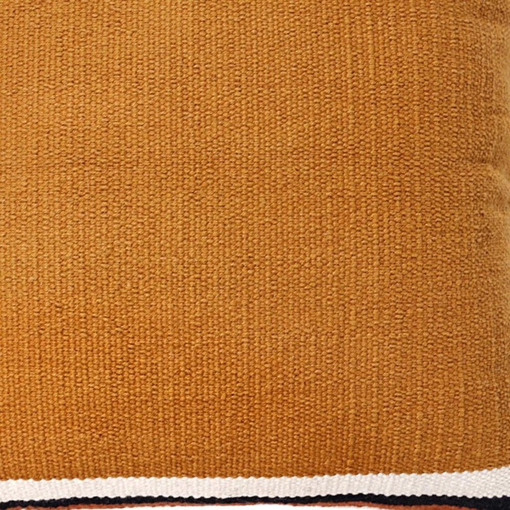 20" Orange White And Black Striped Cotton Throw Pillow Cover