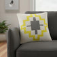 20" Gray White And Yellow Geometric Cotton Throw Pillow Cover
