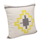 20" Gray White And Yellow Geometric Cotton Throw Pillow Cover