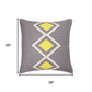 20" Gray White And Yellow Geometric Cotton Throw Pillow Cover