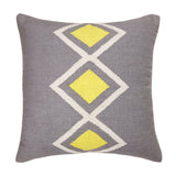 20" Gray White And Yellow Geometric Cotton Throw Pillow Cover