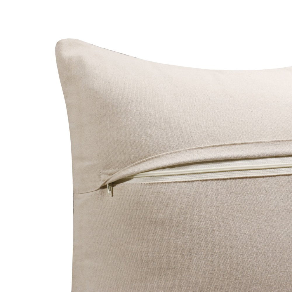 20" Gray White And Yellow Geometric Cotton Throw Pillow Cover