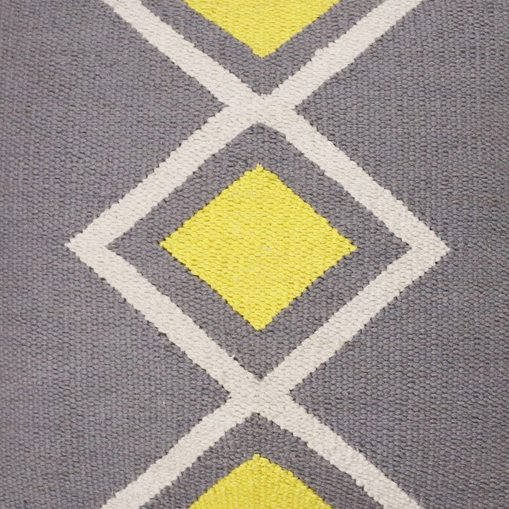 20" Gray White And Yellow Geometric Cotton Throw Pillow Cover