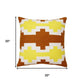 20" Red Yellow And White Striped Cotton Throw Pillow Cover