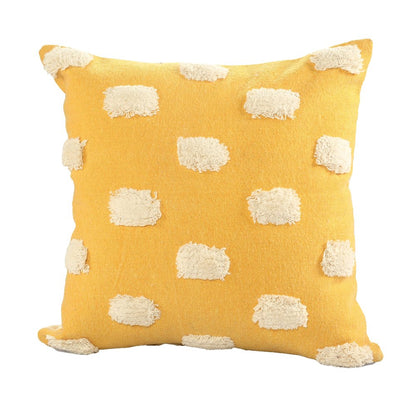 20" Yellow And Cream Abstract Cotton Throw Pillow Cover