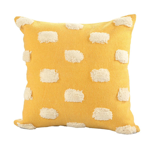 20" Yellow And Cream Abstract Cotton Throw Pillow Cover