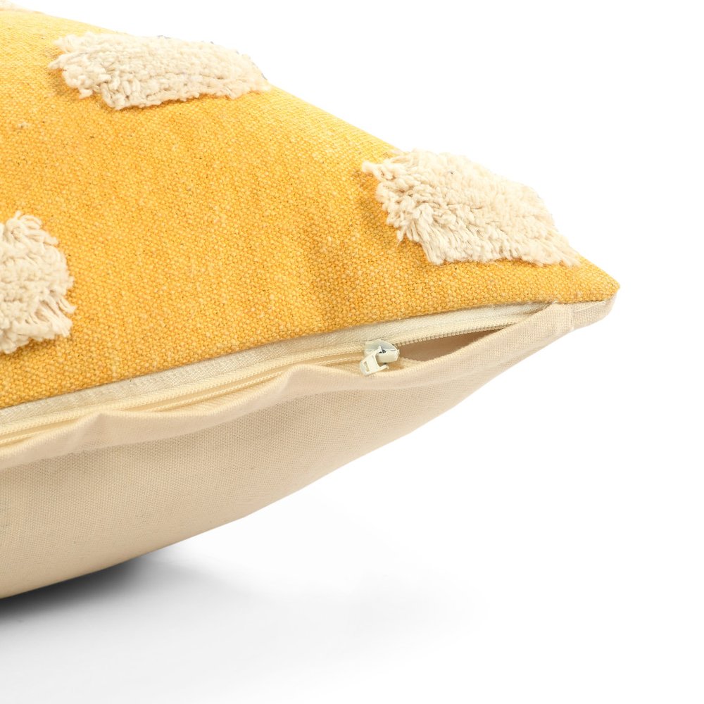 20" Yellow And Cream Abstract Cotton Throw Pillow Cover