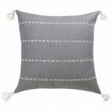 18" Gray And Ivory Striped Linen Throw Pillow Cover