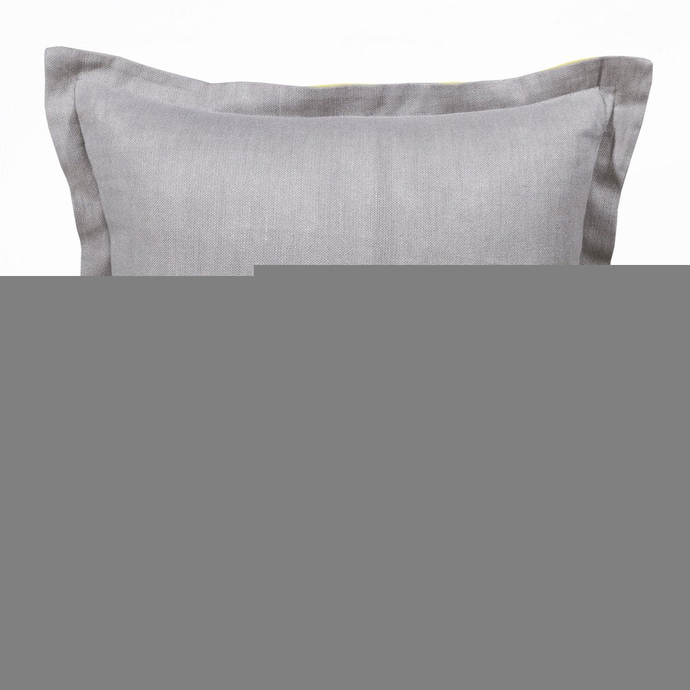 18" Gray And Yellow Linen Throw Pillow Cover